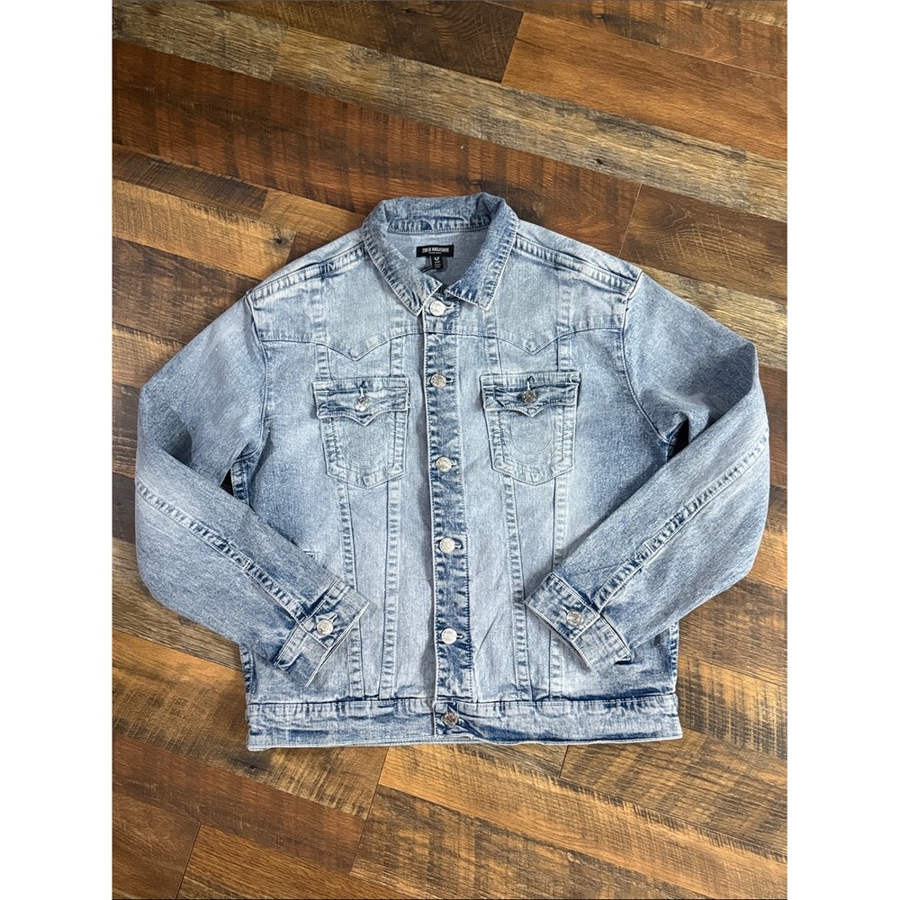 NWT True Religion Crystal Oversized Jimmy Denim Jacket Mimosa Light Wash